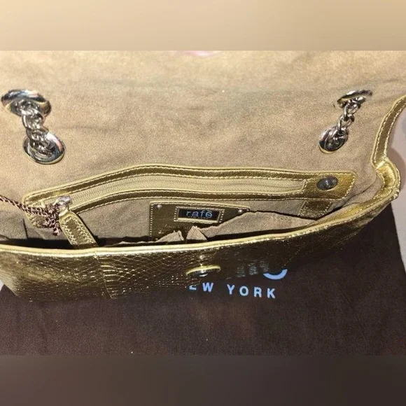 Rafe New York Gold Embossed Faux Snakeskin Chain handle $375
